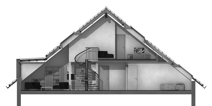 Immeuble PPE, aménagement duplex combles Gland